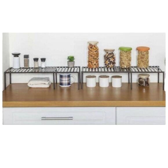 Pottery Barn Metal Shelf Riser Expandable 2 Pc Iron Set Kitchen Cupboard Storage - Picture 5 of 12